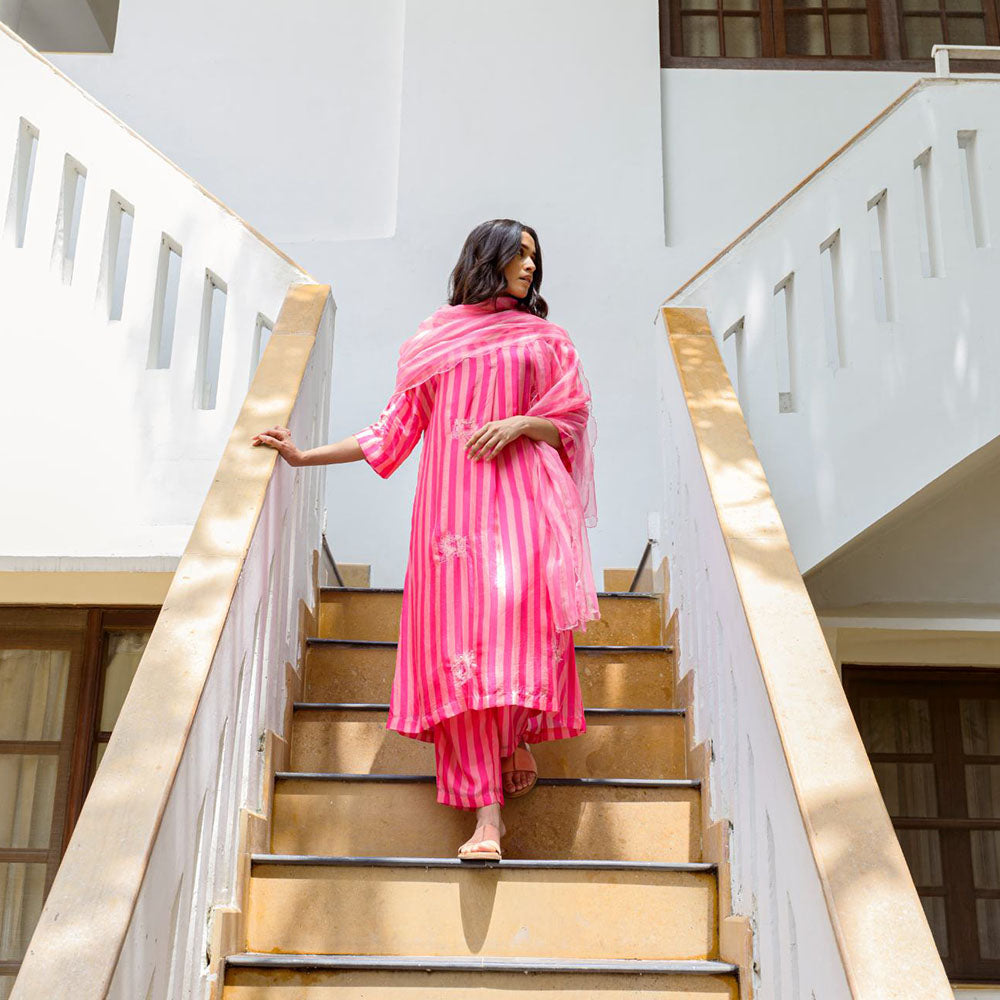 AYAKA Paco Pink Striper Kurta (Set of 2)