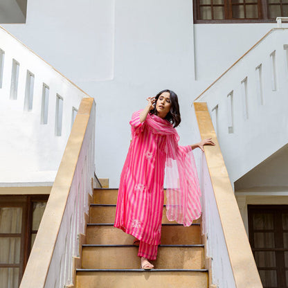 AYAKA Paco Pink Striper Kurta (Set of 2)