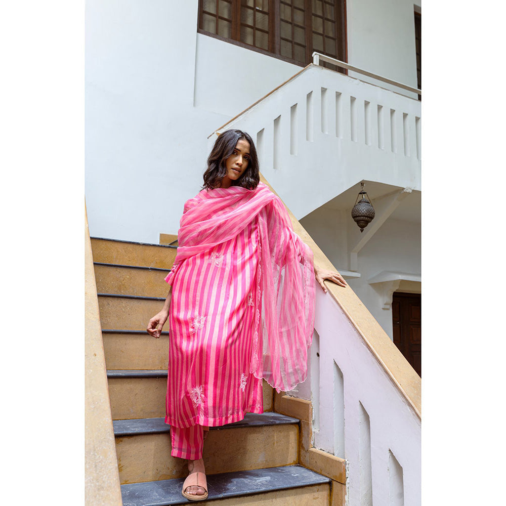 AYAKA Paco Pink Striper Kurta (Set of 2)