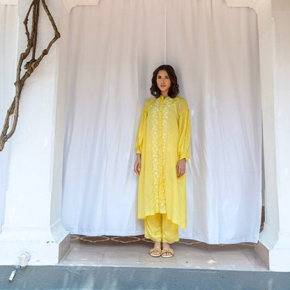 AYAKA Lauren Yellow Button Down Kurta