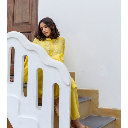 AYAKA Lauren Yellow Button Down Kurta