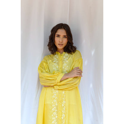 AYAKA Lauren Yellow Button Down Kurta