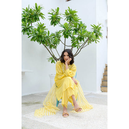 AYAKA Lauren Yellow Button Down Kurta
