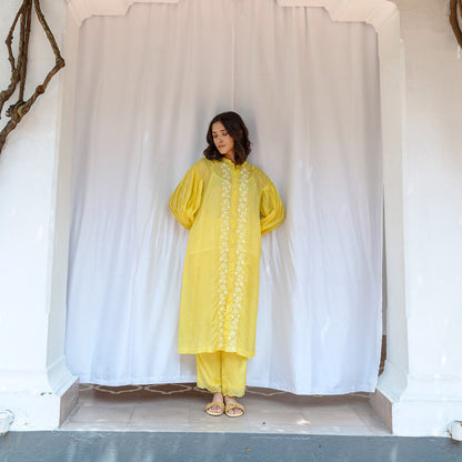AYAKA Lauren Yellow Button Down Kurta