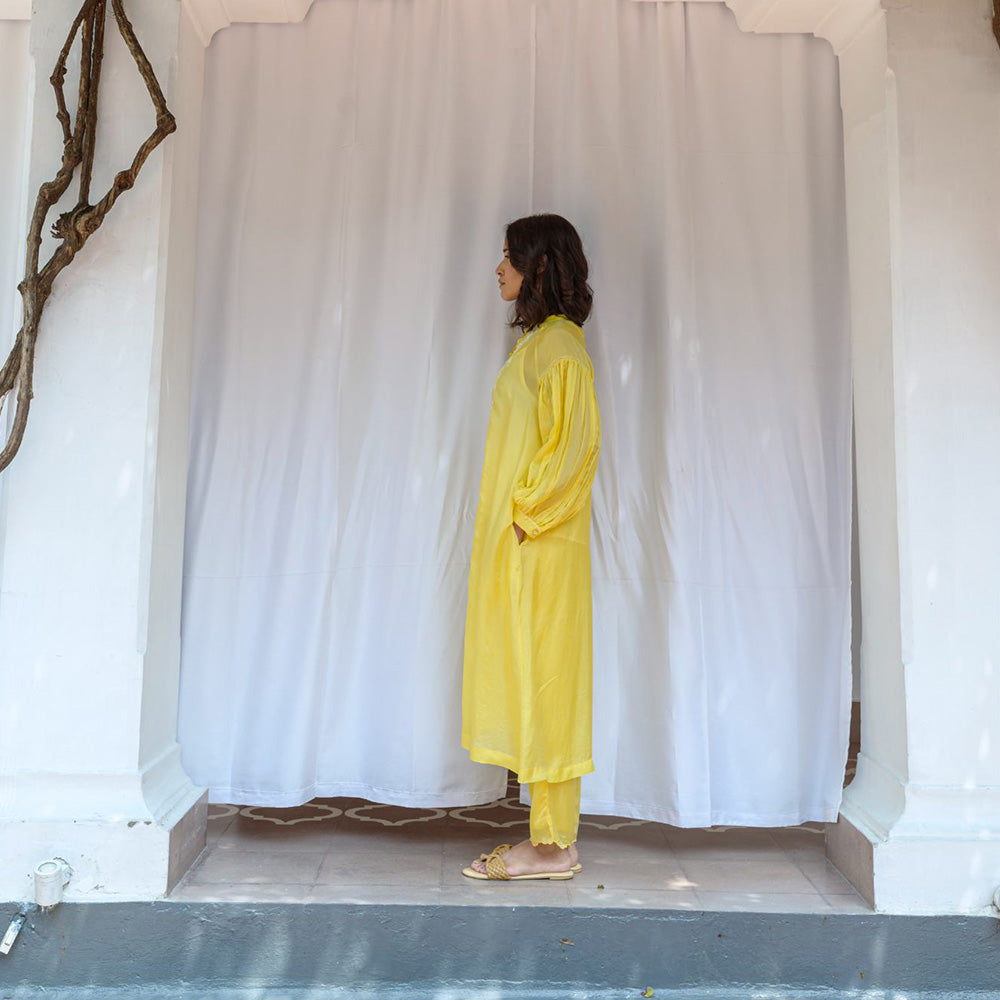 AYAKA Lauren Yellow Button Down Kurta