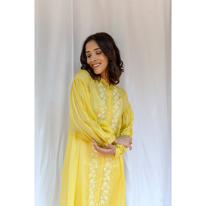 AYAKA Lauren Yellow Button Down Kurta