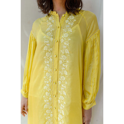 AYAKA Lauren Yellow Button Down Kurta