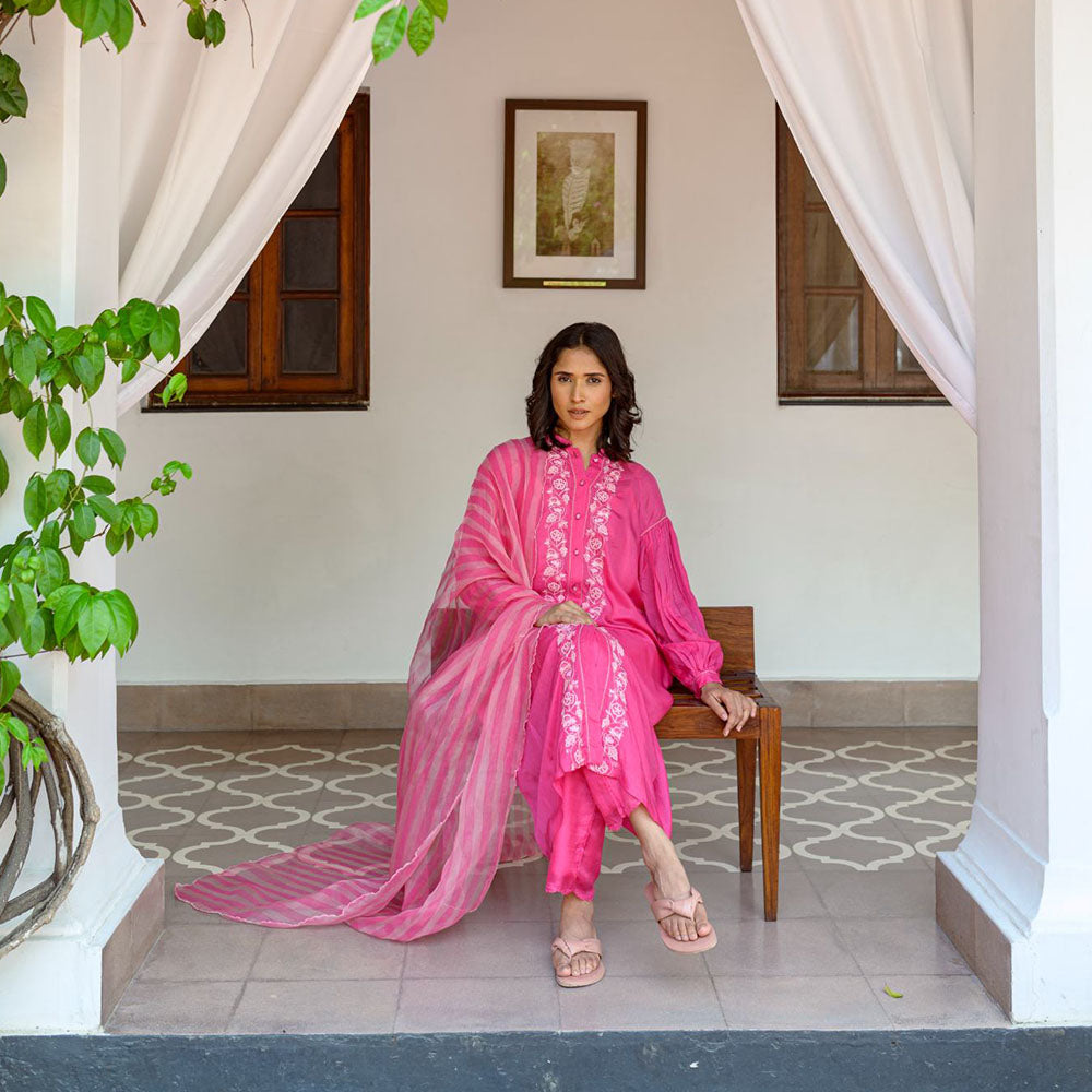 AYAKA Lauren Pink Button Down Kurta
