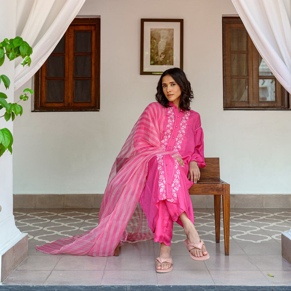 AYAKA Lauren Pink Button Down Kurta