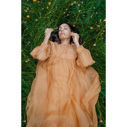 AYAKA Mel Mustard Gathered Kurta (Set of 2)