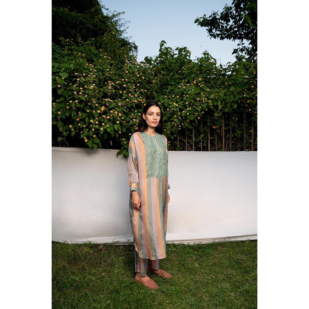 AYAKA Sage Green Applique Kurta