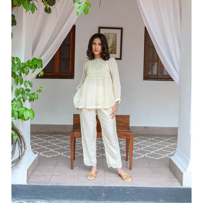 AYAKA Carly Light Yellow Pull On Trousers