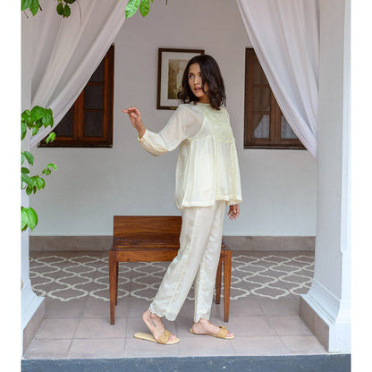 AYAKA Carly Light Yellow Pull On Trousers