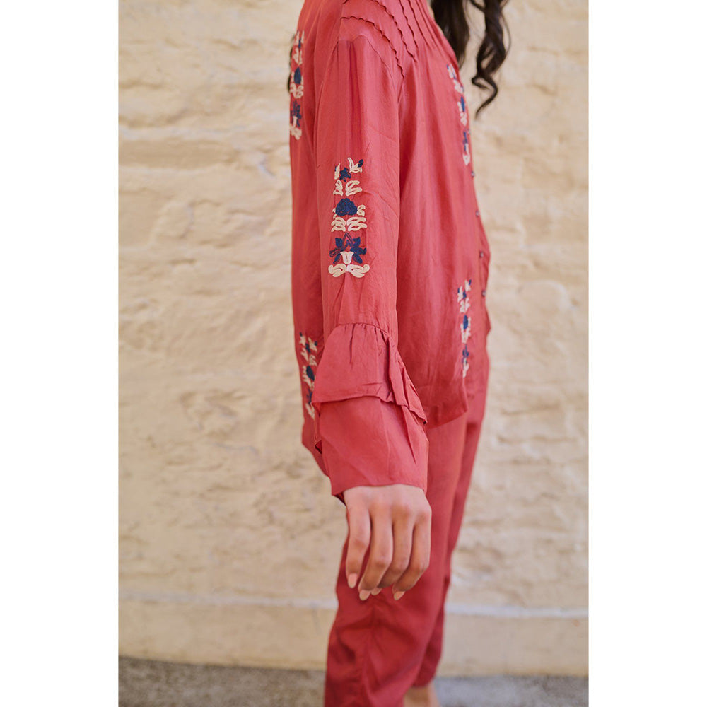 AYAKA Pearl Rust Pin Tuck Shirt