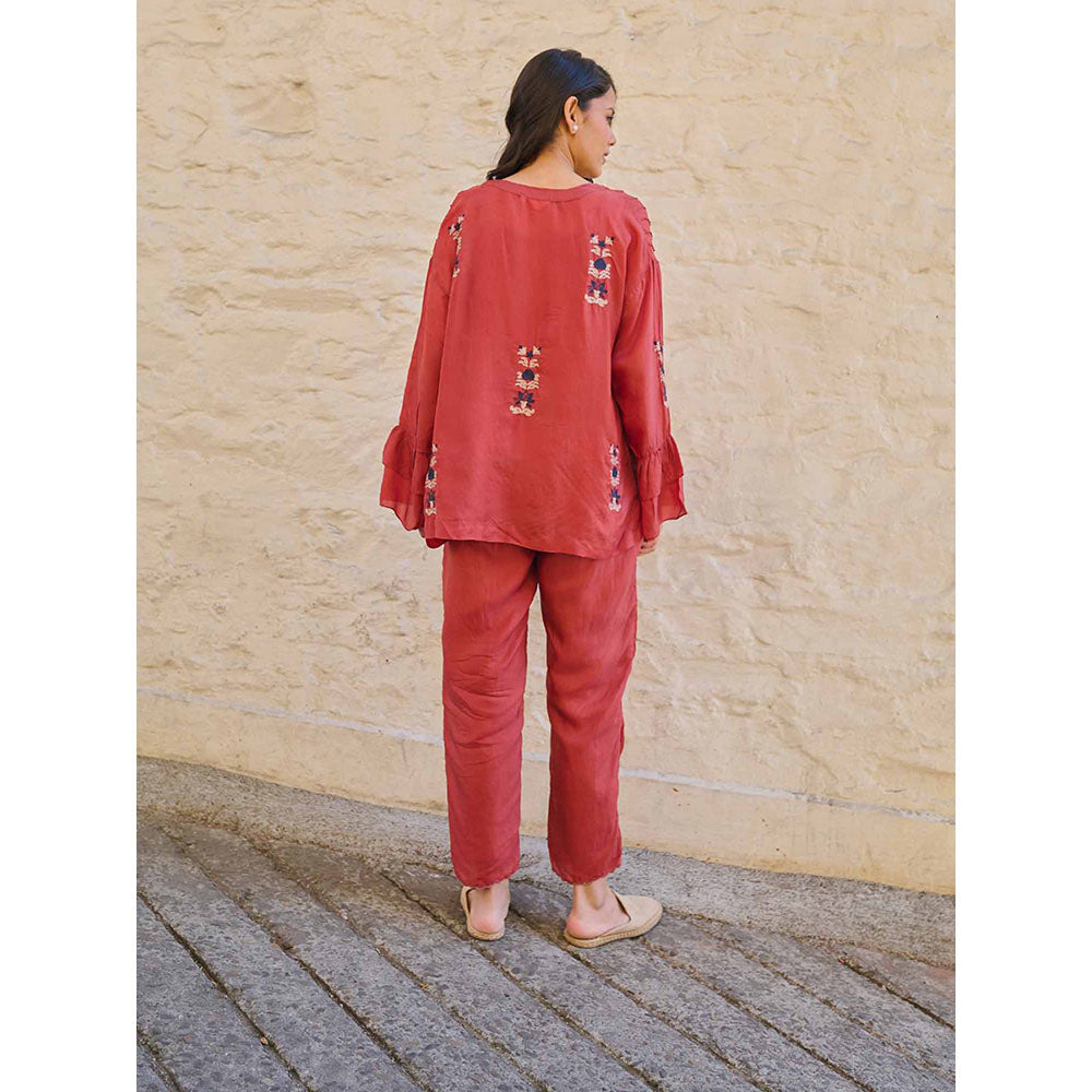 AYAKA Pearl Rust Pin Tuck Shirt
