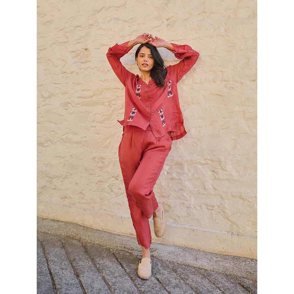 AYAKA Pearl Rust Pin Tuck Shirt
