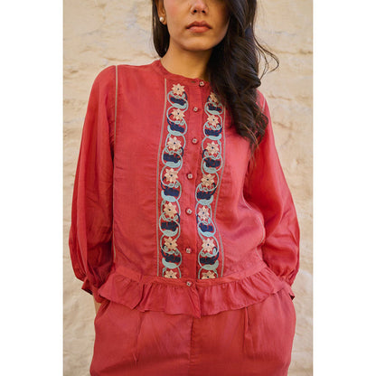 AYAKA Joy Embroidered Rust Top