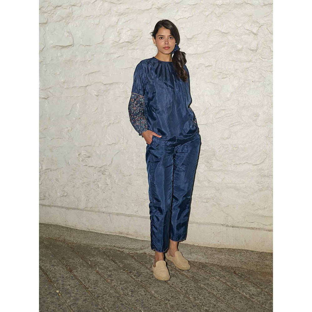 AYAKA Judy Navy Blue Block Printed Top with Inner (Set of 2)