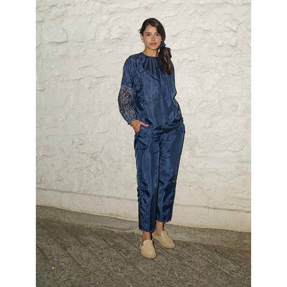 AYAKA Judy Navy Blue Block Printed Top with Inner (Set of 2)