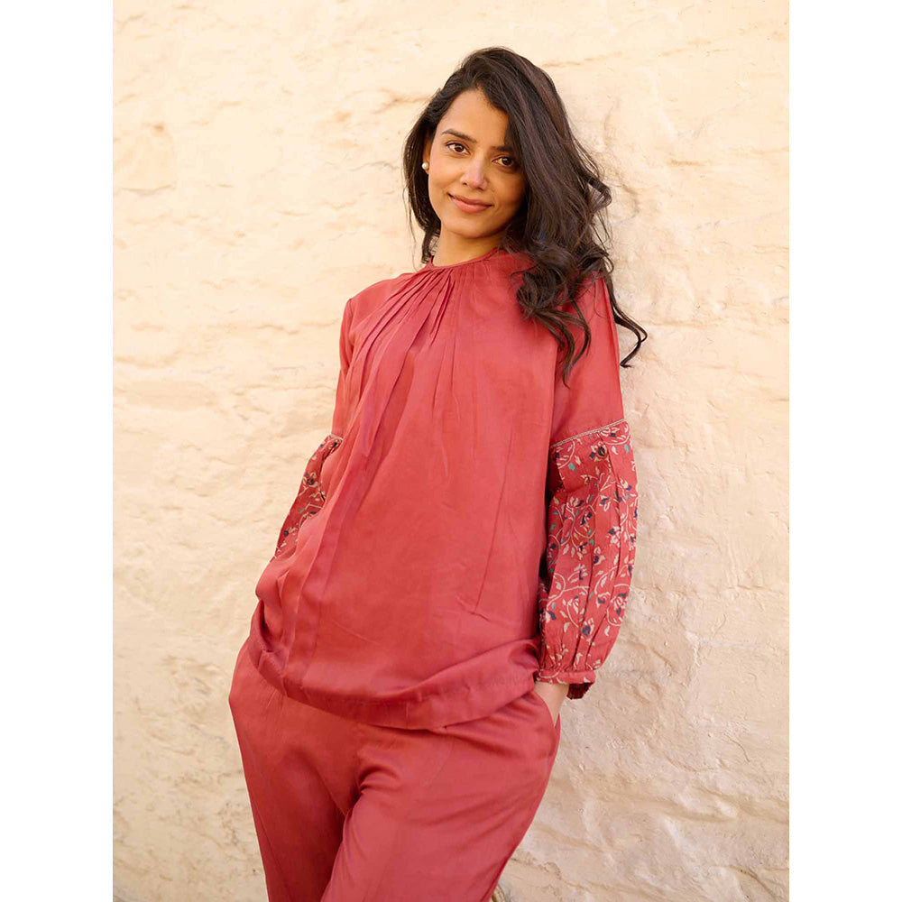 AYAKA Judy Rust Block Printed Top with Inner (Set of 2)