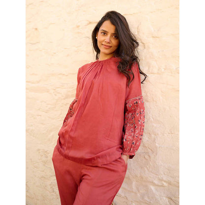 AYAKA Judy Rust Block Printed Top with Inner (Set of 2)