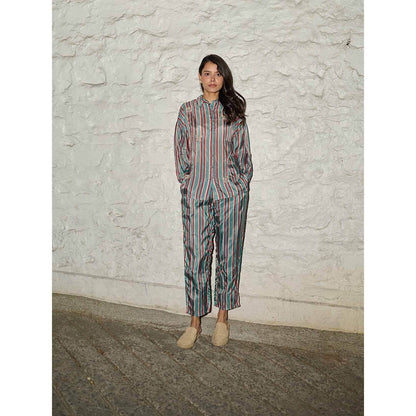 AYAKA Gwen Teal Stripes Shirt