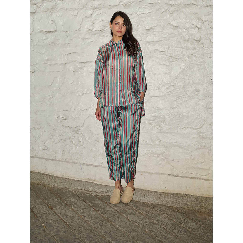 AYAKA Gwen Teal Stripes Shirt