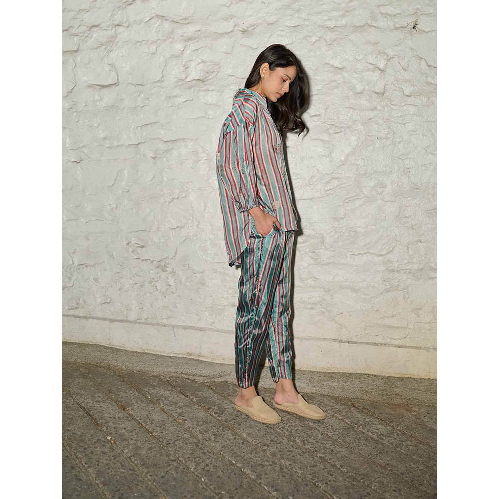 AYAKA Gwen Teal Stripes Shirt