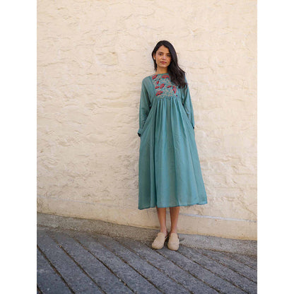 AYAKA Linda Teal Panel Midi Dress with Inner (Set of 2)