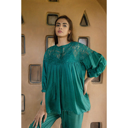 AYAKA Polly Green Hand Embordered Top (Set of 2)