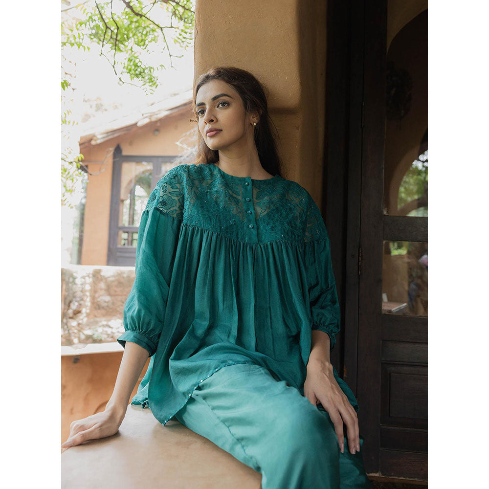 AYAKA Polly Green Hand Embordered Top (Set of 2)