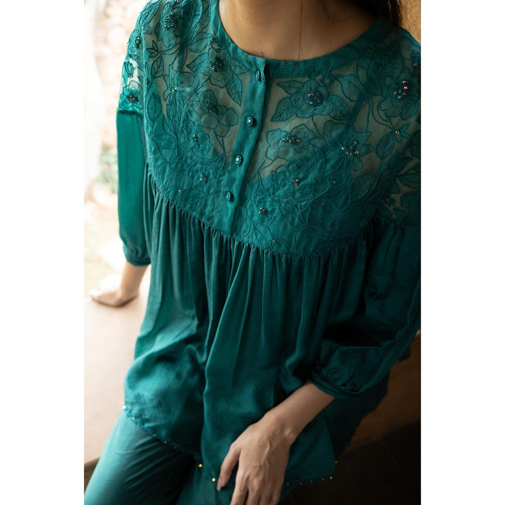 AYAKA Polly Green Hand Embordered Top (Set of 2)