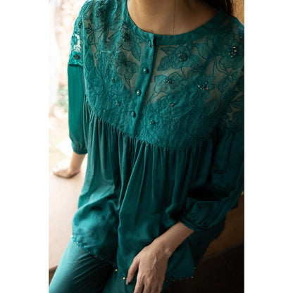 AYAKA Polly Green Hand Embordered Top (Set of 2)