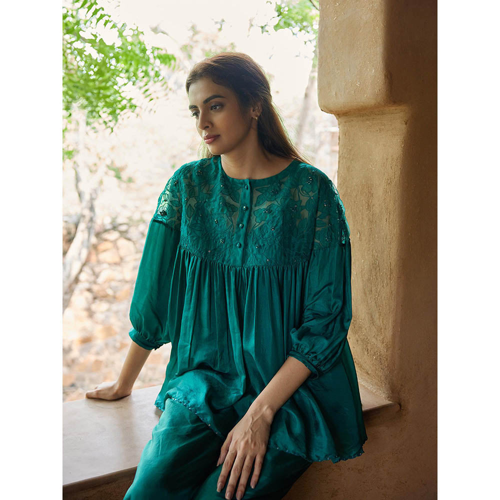 AYAKA Polly Green Hand Embordered Top (Set of 2)