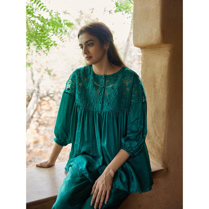 AYAKA Polly Green Hand Embordered Top (Set of 2)