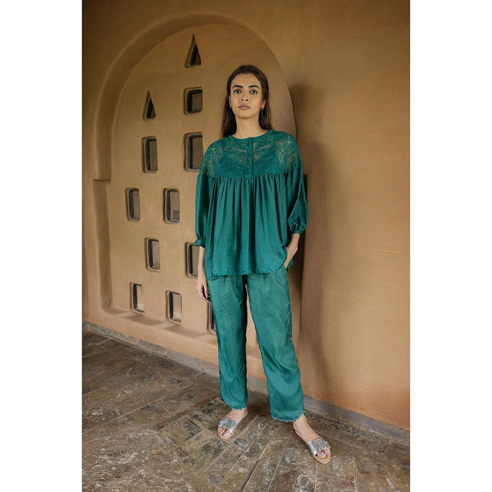 AYAKA Polly Green Hand Embordered Top (Set of 2)