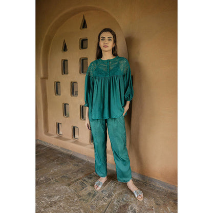 AYAKA Polly Green Hand Embordered Top (Set of 2)