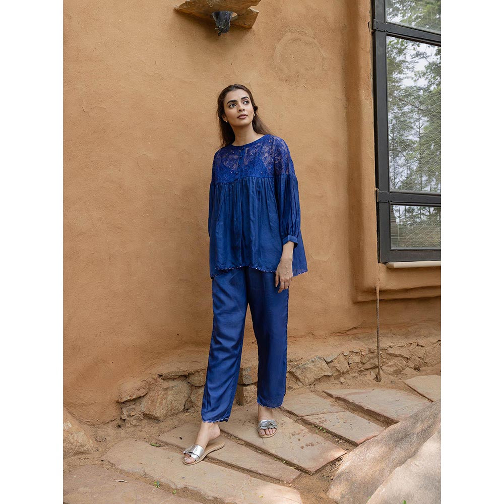 AYAKA Polly Blue Hand Embordered Top (Set of 2)