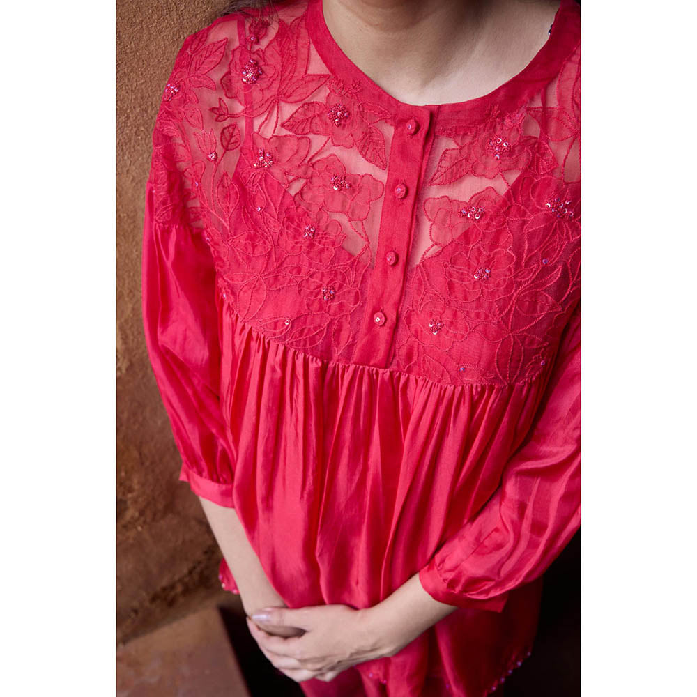 AYAKA Polly Red Hand Embordered Top (Set of 2)