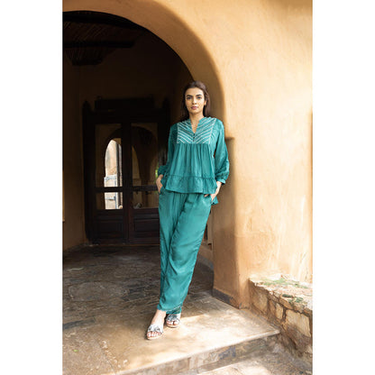 AYAKA Cara Green Hand Embordered Top