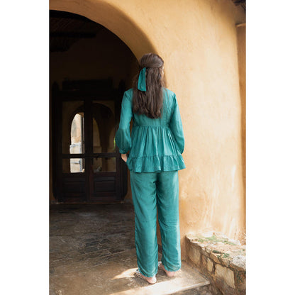 AYAKA Cara Green Hand Embordered Top