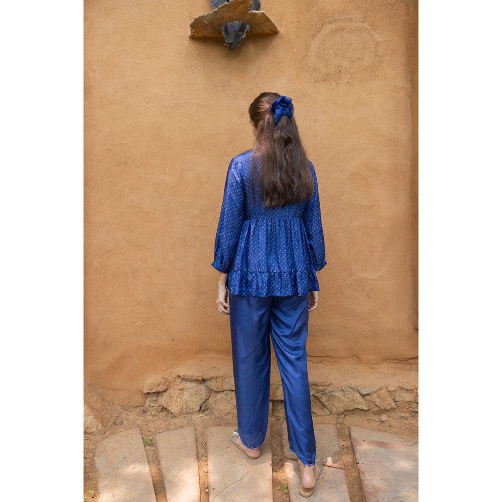 AYAKA Cara Blue Hand Embordered Top