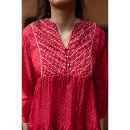 AYAKA Cara Red Hand Embordered Top