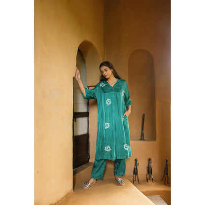 AYAKA Paco Green Embroidered Floral Tunic (Set of 2)