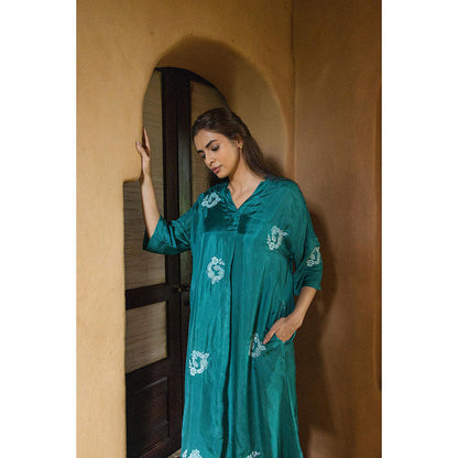 AYAKA Paco Green Embroidered Floral Tunic (Set of 2)