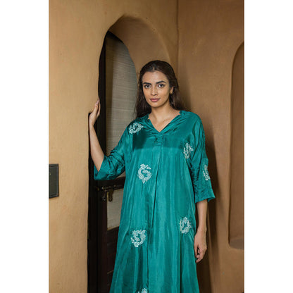 AYAKA Paco Green Embroidered Floral Tunic (Set of 2)