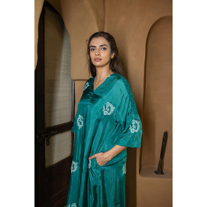 AYAKA Paco Green Embroidered Floral Tunic (Set of 2)