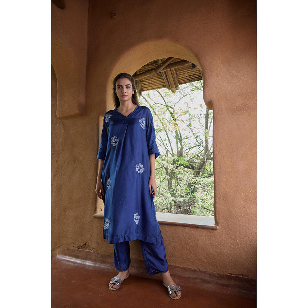 AYAKA Paco Blue Embroidered Floral Tunic (Set of 2)