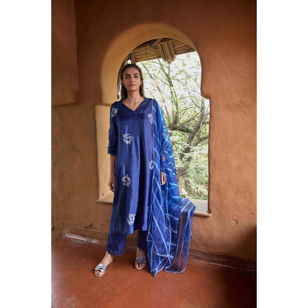 AYAKA Paco Blue Embroidered Floral Tunic (Set of 2)