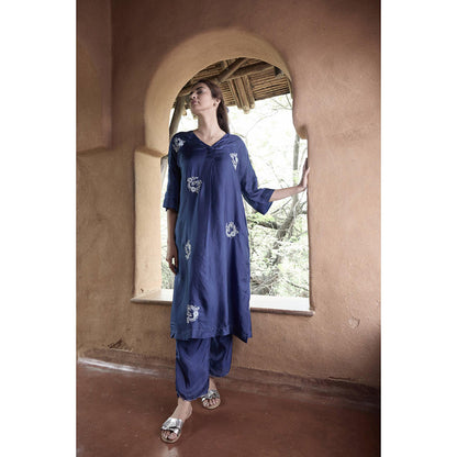 AYAKA Paco Blue Embroidered Floral Tunic (Set of 2)